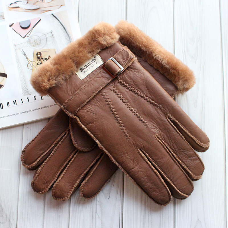 Leather Driving Glove - Schaffell-Fell-Handschuhe für Herren, dick, für den