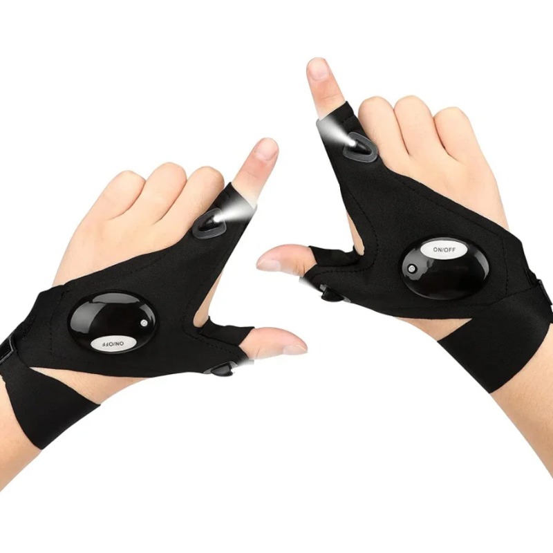 Fingerless Glove Knit - Fingerlose Handschuhe mit LED-Taschenlampe, Wasserdichte Fackel,