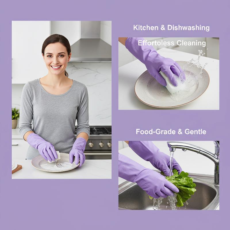 Dish Glove Rubber - 1 Paar Latex-Geschirrspülhandschuhe, mit rutschfestem Griff,
