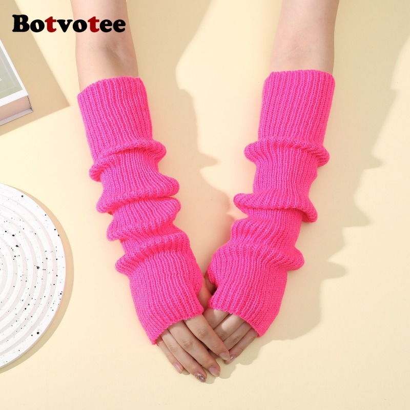 Fingerless Glove Knit - Botvotee Y2k Accessoires Gestrickte Warme Winter-Ärmelverlängerungen