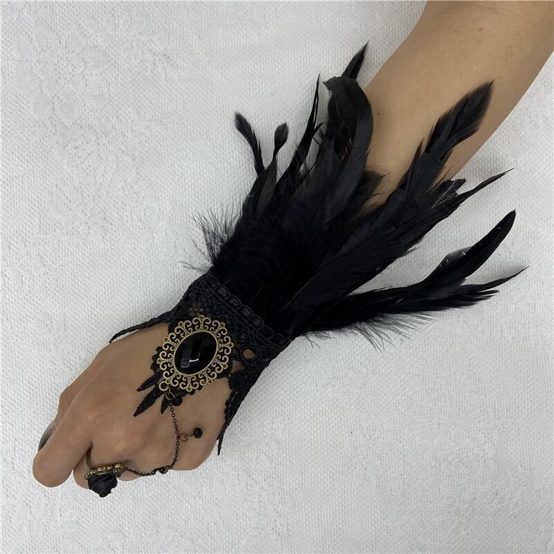 Motorcycle Glove Knuckle - Halloween Feder Spitze Handschuhe finger lose