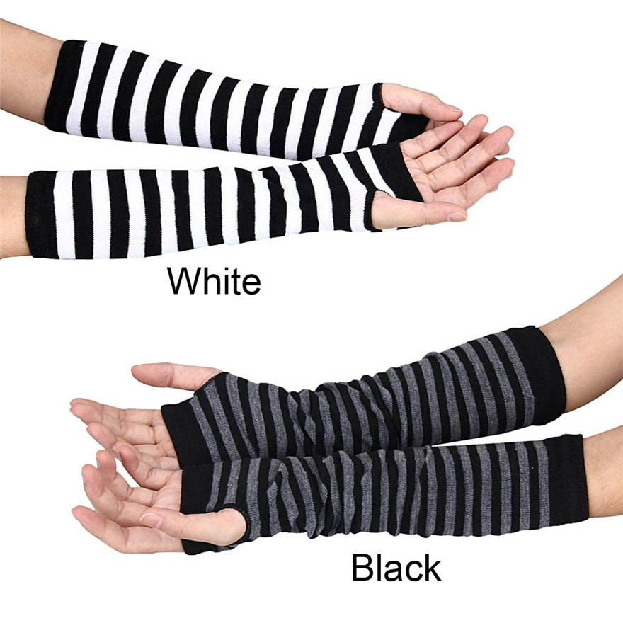 Frauen Langarm Gothic Gestreif – Fingerless Glove Knit Bewertung und Preis