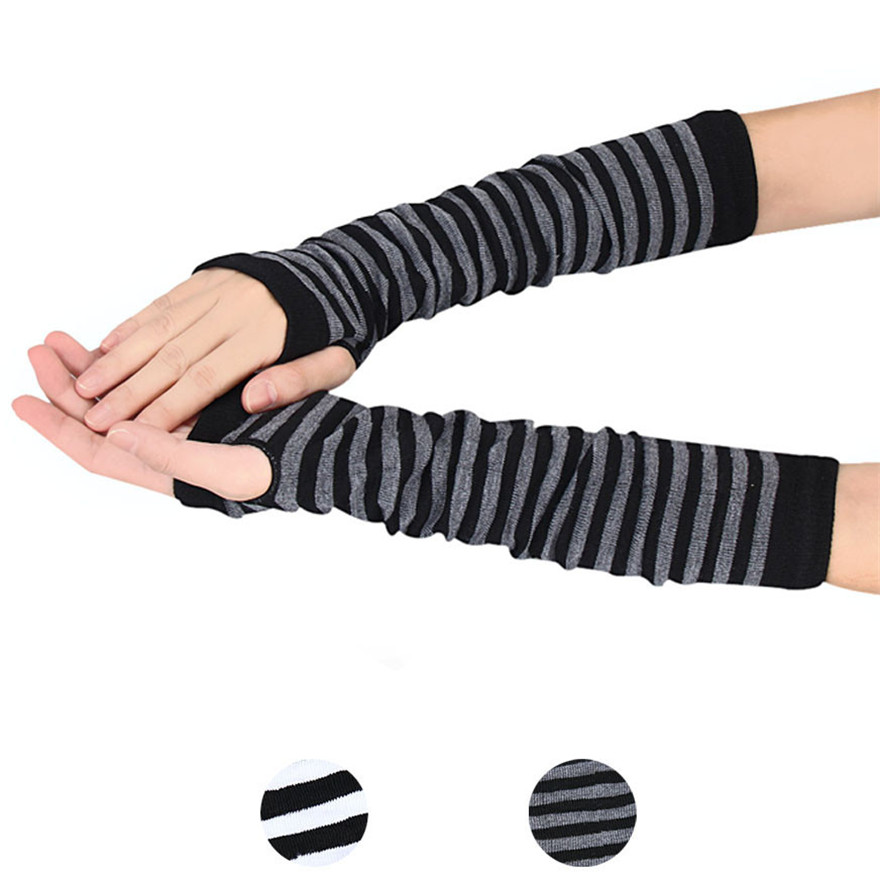 Frauen Langarm Gothic Gestreif – Fingerless Glove Knit Bewertung und Preis